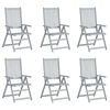vidaXL Patio Chair Set of 6 Gray, Green Solid Acacia Wood, 100% Polyester