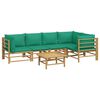 vidaXL Garden Lounge Set Natural Bamboo, Green Cushions Bamboo, Polyester