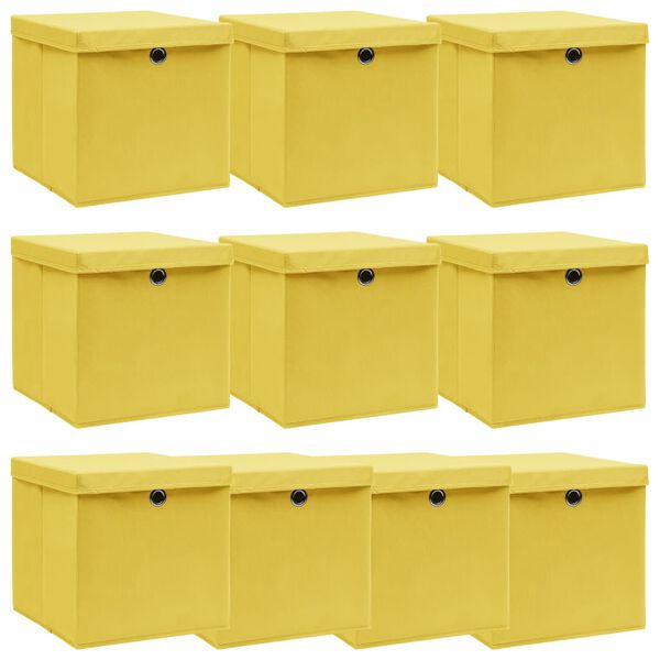 vidaXL Storage Box Set of 10 Yellow Non-woven fabric (100% polyester)