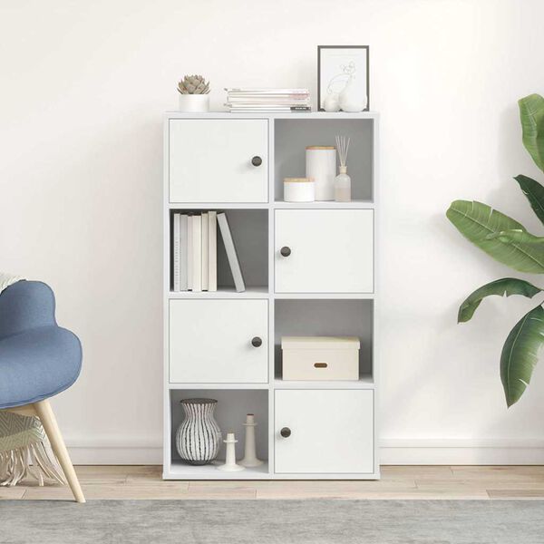 vidaXL Bookcase White Engineered Wood Medium Bookcase Rectangular