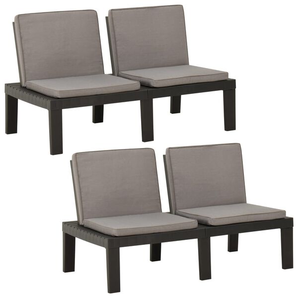 vidaXL Lounge Bench Set of 2 Grey, Anthracite