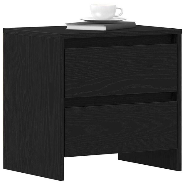 vidaXL Bedside Cabinet 2 pcs Black Oak 17.72 x 13.39 x 17.52 in