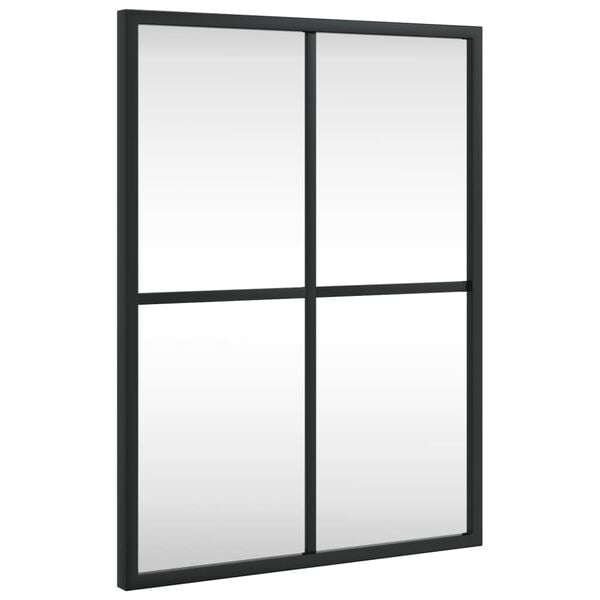 vidaXL Wall Mirror Black Glass and Powder-Coated Iron 12 x 16 in