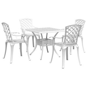 vidaXL Garden Dining Set White Cast Aluminum 5 Piece Set Durable