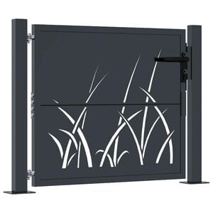 vidaXL Garden Gate Anthracite 41.3x41.3" Steel Grass Design