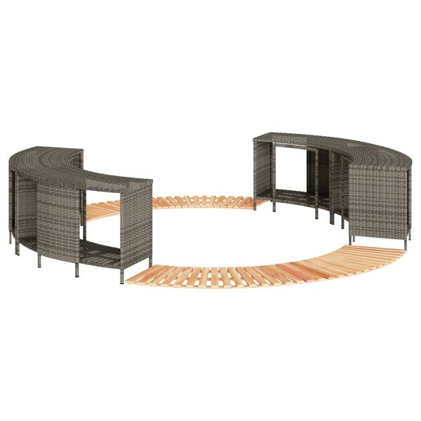 vidaXL Hot Tub Surround Grey Poly Rattan and Solid Acacia wood