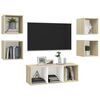 vidaXL TV Cabinet Set White and sonoma oak Engineered wood Medium