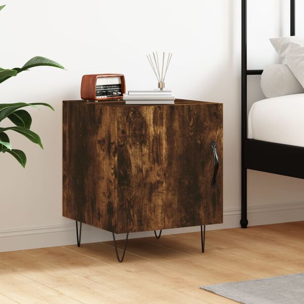 vidaXL Bedside Cabinet Smoked Oak Engineered Wood Compact