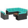 vidaXL 12 Piece Garden Sofa Set with Cushions Black Poly Rattan