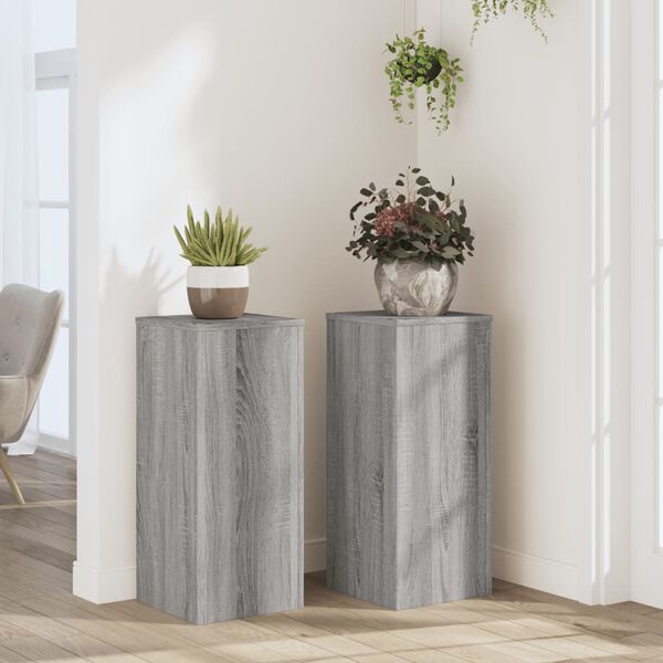 vidaXL Plant Stand Set of 2 Grey Sonoma Engineered wood