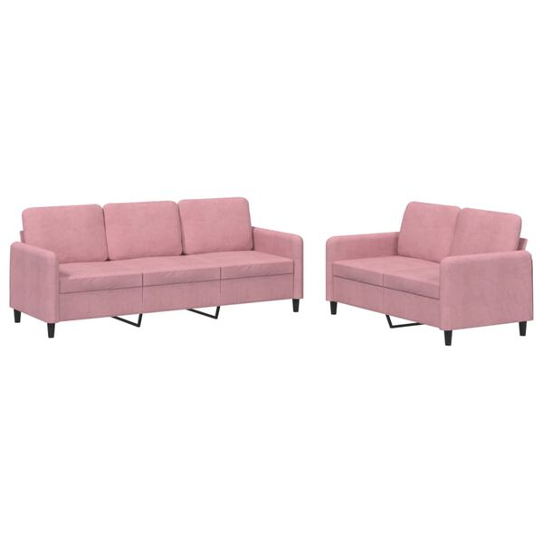 vidaXL Sofa Set Pink Velvet (100% polyester), metal, textilene, plywood