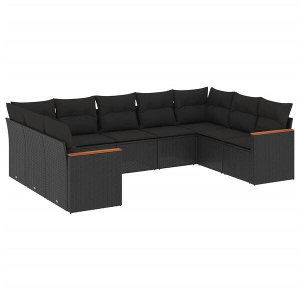vidaXL Garden Sofa Set Black PE Rattan, Powder-coated Steel Modular