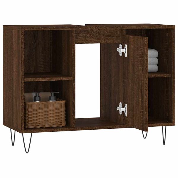vidaXL Bathroom Cabinet Brown Oak Engineered Wood Medium