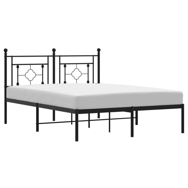 vidaXL Bed Frame Black Powder-Coated Steel Double Bed Frame