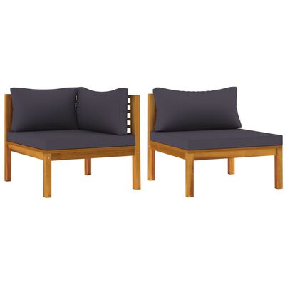 vidaXL 2 Piece Sofa Set with Dark Gray Cushions Solid Acacia Wood