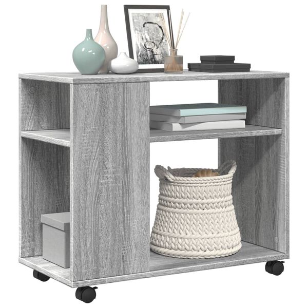 vidaXL Side Table Gray Sonoma Engineered wood Medium Lockable wheels