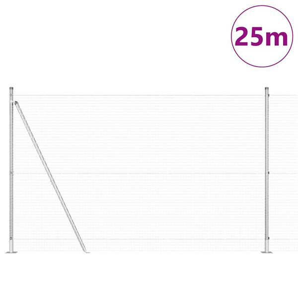 vidaXL Fence with Posts Silver 59.1" x 984.3" Steel