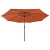 vidaXL Garden Parasol with LED Lights and Metal Pole 157.5" Terracotta