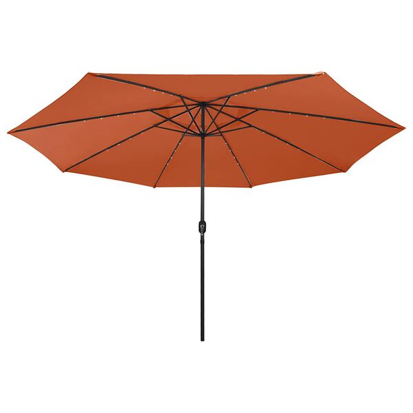 vidaXL Garden Parasol with LED Lights and Metal Pole 157.5" Terracotta