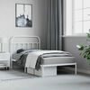 vidaXL Bed Frame White Powder-Coated Steel Twin Bed Frame Rectangular
