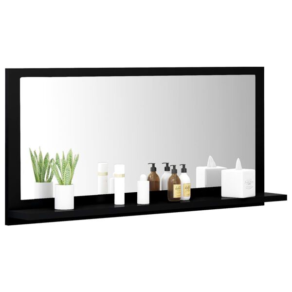 vidaXL Bathroom Mirror Black 31.5"x4.1"x14.6" Engineered Wood