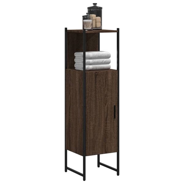 vidaXL Bathroom Cabinet Brown Oak Engineered Wood, Powder-Coated Steel