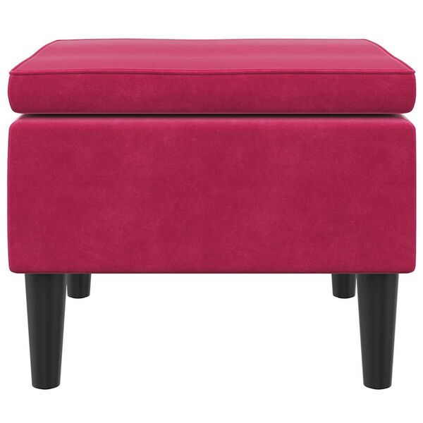 vidaXL Stool Wine Red Velvet, rubber wood Small Footstool Square