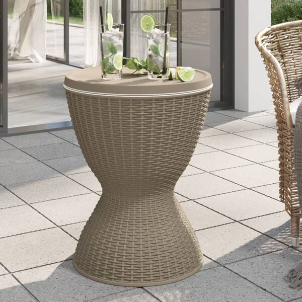 vidaXL Ice Cooler Table Light Brown Polypropylene Medium Convertible