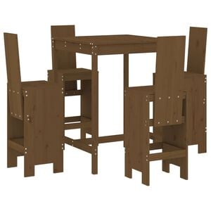 vidaXL Garden Bar Set Honey brown Solid pine wood Medium Footrest