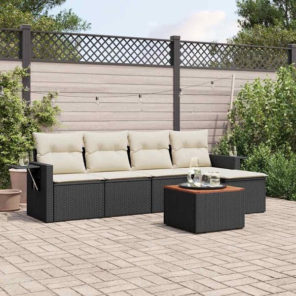 vidaXL Garden Sofa Set Black PE Rattan Large Modular Garden Sofa Set