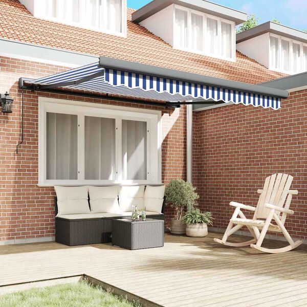 vidaXL Retractable Awning Blue and White