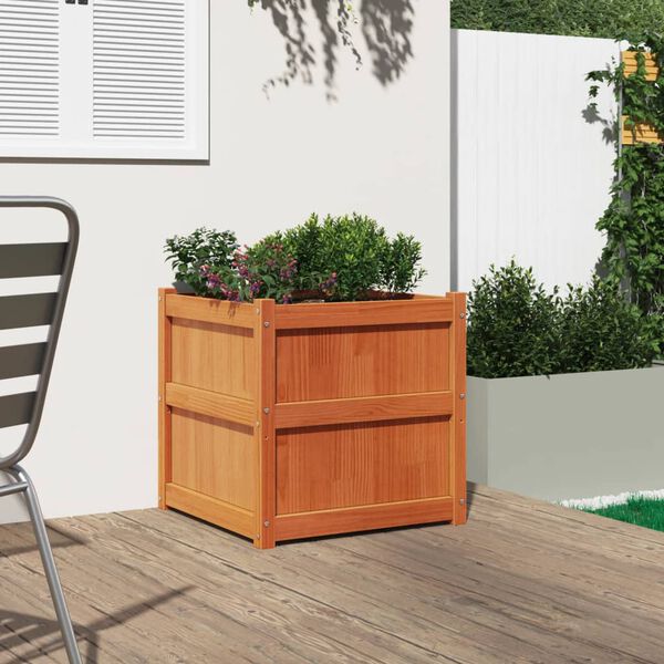 vidaXL Garden Planter Wax brown Solid pine wood 23.6 in