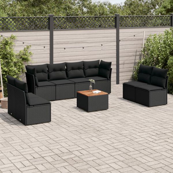 vidaXL Garden Sofa Set Black and brown
