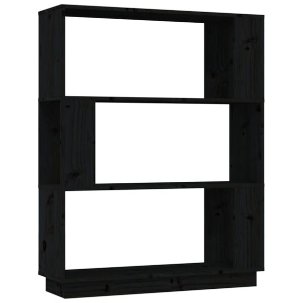 vidaXL Book Cabinet Black Solid pine wood Medium Book Cabinet