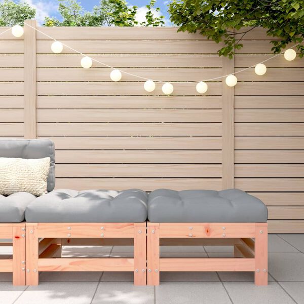 vidaXL Garden Footstool Wood: Natural, Cushion: Grey Solid Douglas wood