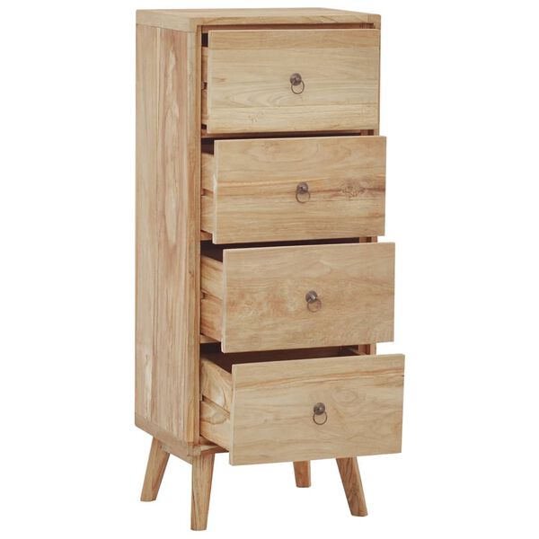 vidaXL Chest of Drawers Natural Teak Solid Teak Wood, Brass Medium
