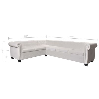 vidaXL Chesterfield Corner Sofa 6-Seater White Faux Leather