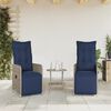 vidaXL Reclining Patio Chairs 2 pcs with Table Gray Poly Rattan
