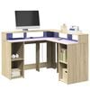 vidaXL Desk Sonoma Oak Engineered Wood L-shaped Desk Rectangular