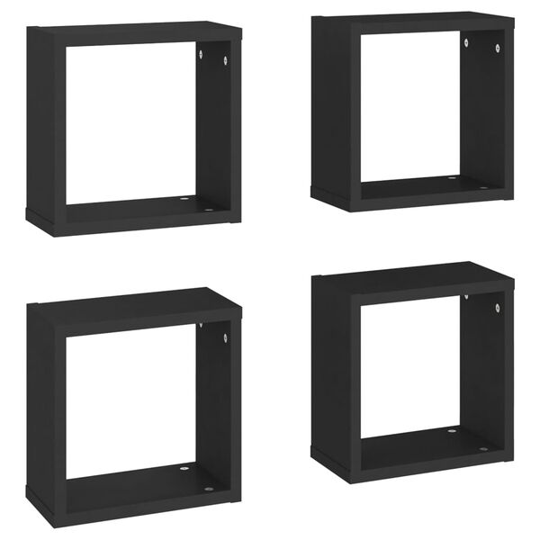 vidaXL Cube Shelf Set of 4 Black Engineered wood 11.8 x 5.9 x 11.8 in
