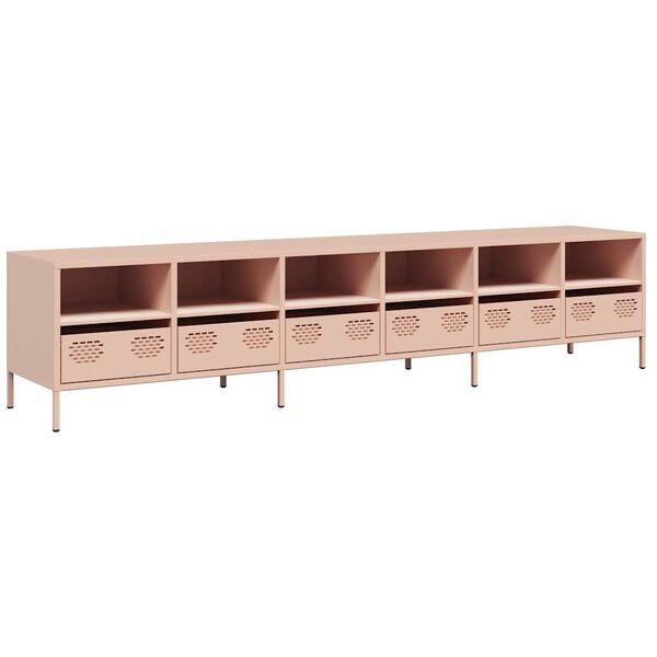 vidaXL TV Cabinet Pink Cold-rolled Steel Large TV Cabinet Rectangular