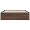 vidaXL Bed Frame Brown Oak Engineered Wood, Metal Double Durable