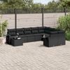 vidaXL Garden Sofa Set Black Poly Rattan Large Foldable