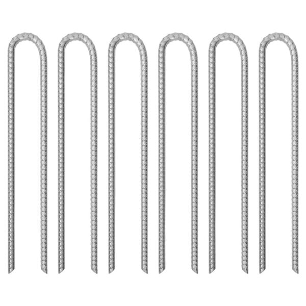 vidaXL Tent Pegs 6 pcs U-shaped 16.3 " &Oslash;0.47 " Galvanised Steel