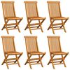 vidaXL Patio Chair Set of 6 Teak wood brown, Green cushions