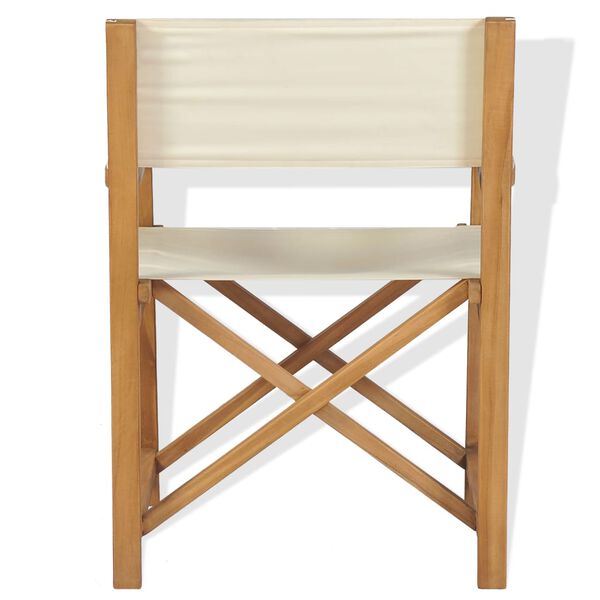 vidaXL Director Chair Brown and cream Solid teak wood and fabric