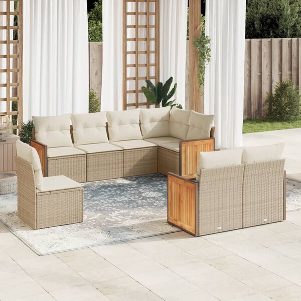 vidaXL Garden Sofa Set Beige PE Rattan Large Modular Garden Sofa Set