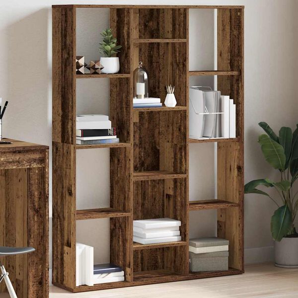 vidaXL Room Divider/Book Cabinet Old Wood 39.4x9.4x55.1" Engineered Wood