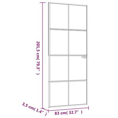 vidaXL Interior Door Black 32.7"x79.3" Tempered Glass&Aluminum Slim