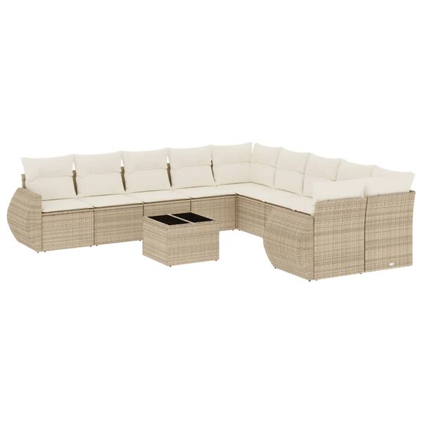 vidaXL Garden Sofa Set Beige PE Rattan Large Modular Garden Sofa Set